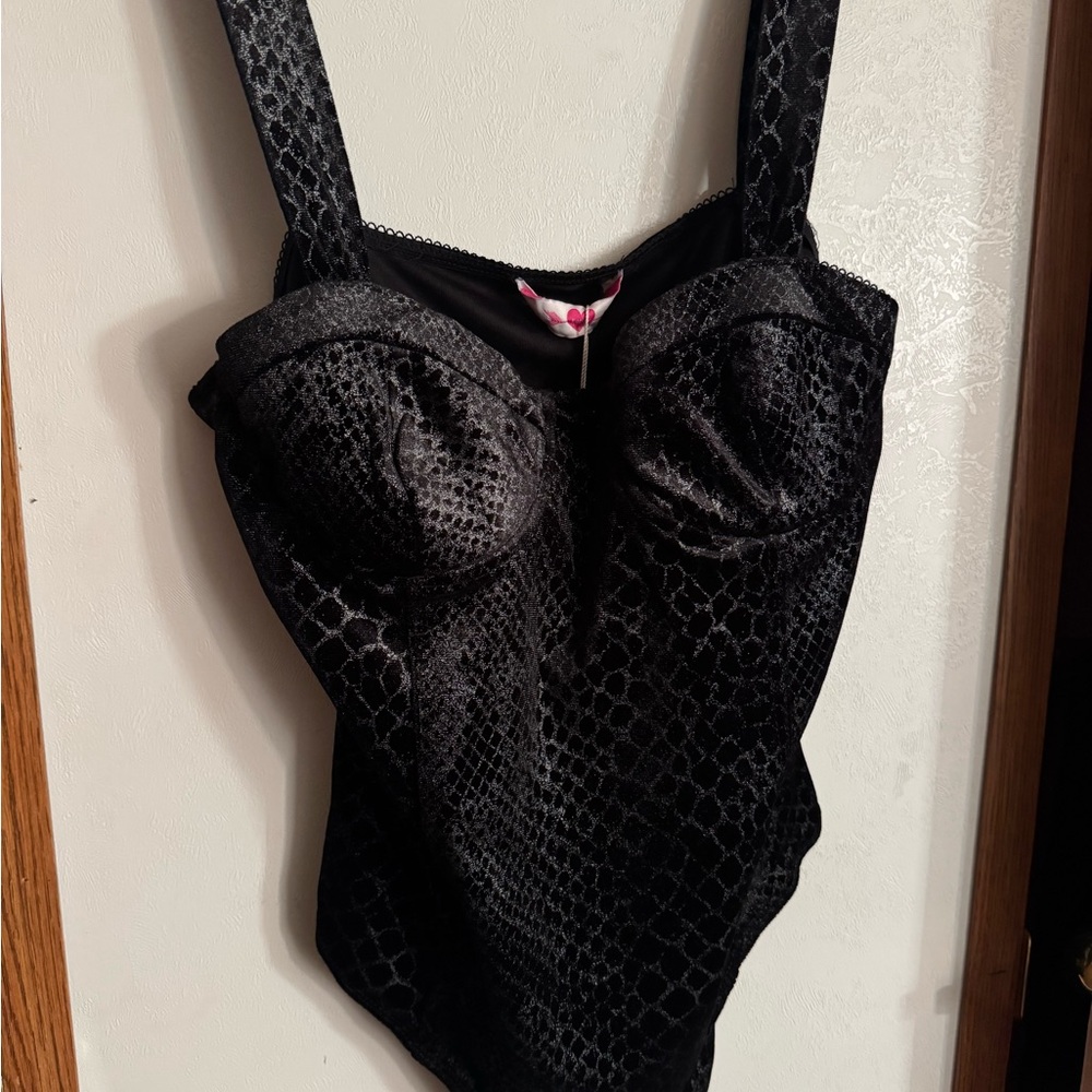 Buddy Love Black Textured Bodysuit
